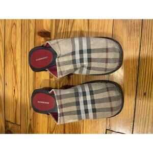 Burberry Plaid Open Back Suede Clogs- Size 36